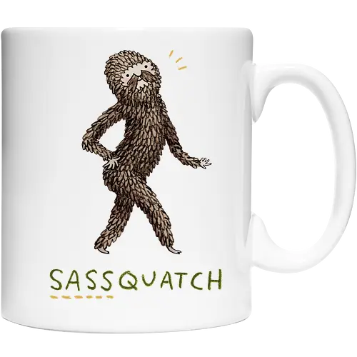 Braunes Pelziges Wesen Freche Pose Haltung Rosige Wangen - braunes pelziges eitles Wesen, elegante selbstbewusste mythische Pose, rosige Wangen goldener Glanz, Wald Legende Wortspiel, kreative Haltung Humor Kunst, handgefertigte Wesen Illustration, strukturiertes braunes beiges Fell, lustige moosgrüne Typografie, Popkultur Humor Geschenk, mythisches Wesen Haltung Shirt, Stadtlegende süße Illustration, Folklore Wesen Humor Kunst, pelziger Charakter Laufsteg Pose, Wald Wesen Pop Humor, kreatives englisches Folklore Wortspiel - Cup