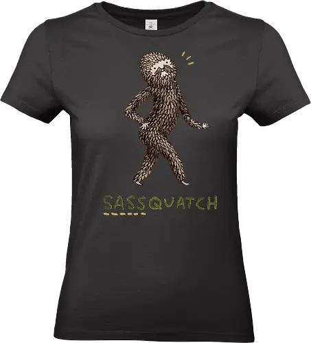 Braunes Pelziges Wesen Freche Pose Haltung Rosige Wangen - braunes pelziges eitles Wesen, elegante selbstbewusste mythische Pose, rosige Wangen goldener Glanz, Wald Legende Wortspiel, kreative Haltung Humor Kunst, handgefertigte Wesen Illustration, strukturiertes braunes beiges Fell, lustige moosgrüne Typografie, Popkultur Humor Geschenk, mythisches Wesen Haltung Shirt, Stadtlegende süße Illustration, Folklore Wesen Humor Kunst, pelziger Charakter Laufsteg Pose, Wald Wesen Pop Humor, kreatives englisches Folklore Wortspiel - Standard T-Shirt (Women)