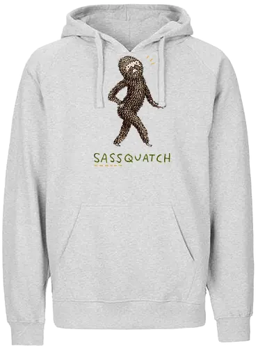 Braunes Pelziges Wesen Freche Pose Haltung Rosige Wangen - braunes pelziges eitles Wesen, elegante selbstbewusste mythische Pose, rosige Wangen goldener Glanz, Wald Legende Wortspiel, kreative Haltung Humor Kunst, handgefertigte Wesen Illustration, strukturiertes braunes beiges Fell, lustige moosgrüne Typografie, Popkultur Humor Geschenk, mythisches Wesen Haltung Shirt, Stadtlegende süße Illustration, Folklore Wesen Humor Kunst, pelziger Charakter Laufsteg Pose, Wald Wesen Pop Humor, kreatives englisches Folklore Wortspiel - Fairtrade Hoodie
