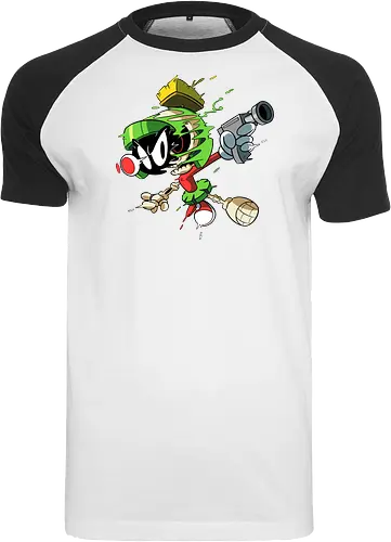 Freaky Grüner Marsianer Horror - Underground Alien Cartoon Kunst - grüner Marsianer Horror, Alien Cartoon Freaky, grünes Marsianer Skelett, rotes hypnotisches Auge Cartoon, Marvin the Martian, horror, schmelzendes grünes Schleim, Underground Alien Kunst, Alien Horror Geek Druck, Zombie Marsianer Waffe, römischer Helm Cartoon Horror, alternative Alien Kunst, Weltraum Cartoon Horror, urbaner Alien Geek Druck, Marsianer Pop Art Horror, Alien Charakter Horror, dunkler Alien Cartoon - Raglan T-Shirt