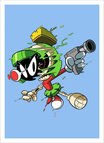 Freaky Grüner Marsianer Horror - Underground Alien Cartoon Kunst - grüner Marsianer Horror, Alien Cartoon Freaky, grünes Marsianer Skelett, rotes hypnotisches Auge Cartoon, Marvin the Martian, horror, schmelzendes grünes Schleim, Underground Alien Kunst, Alien Horror Geek Druck, Zombie Marsianer Waffe, römischer Helm Cartoon Horror, alternative Alien Kunst, Weltraum Cartoon Horror, urbaner Alien Geek Druck, Marsianer Pop Art Horror, Alien Charakter Horror, dunkler Alien Cartoon - Artprint