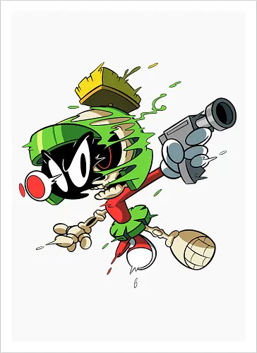 Freaky Grüner Marsianer Horror - Underground Alien Cartoon Kunst - grüner Marsianer Horror, Alien Cartoon Freaky, grünes Marsianer Skelett, rotes hypnotisches Auge Cartoon, Marvin the Martian, horror, schmelzendes grünes Schleim, Underground Alien Kunst, Alien Horror Geek Druck, Zombie Marsianer Waffe, römischer Helm Cartoon Horror, alternative Alien Kunst, Weltraum Cartoon Horror, urbaner Alien Geek Druck, Marsianer Pop Art Horror, Alien Charakter Horror, dunkler Alien Cartoon - Artprint