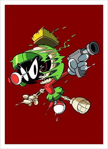 Freaky Grüner Marsianer Horror - Underground Alien Cartoon Kunst - grüner Marsianer Horror, Alien Cartoon Freaky, grünes Marsianer Skelett, rotes hypnotisches Auge Cartoon, Marvin the Martian, horror, schmelzendes grünes Schleim, Underground Alien Kunst, Alien Horror Geek Druck, Zombie Marsianer Waffe, römischer Helm Cartoon Horror, alternative Alien Kunst, Weltraum Cartoon Horror, urbaner Alien Geek Druck, Marsianer Pop Art Horror, Alien Charakter Horror, dunkler Alien Cartoon - Artprint