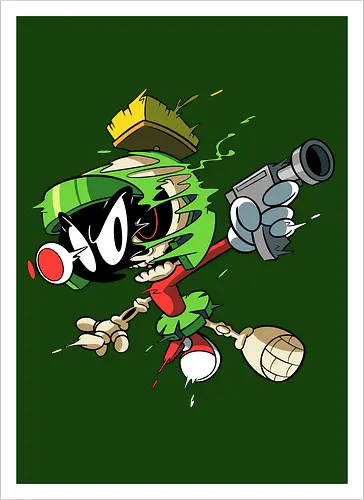 Freaky Grüner Marsianer Horror - Underground Alien Cartoon Kunst - grüner Marsianer Horror, Alien Cartoon Freaky, grünes Marsianer Skelett, rotes hypnotisches Auge Cartoon, Marvin the Martian, horror, schmelzendes grünes Schleim, Underground Alien Kunst, Alien Horror Geek Druck, Zombie Marsianer Waffe, römischer Helm Cartoon Horror, alternative Alien Kunst, Weltraum Cartoon Horror, urbaner Alien Geek Druck, Marsianer Pop Art Horror, Alien Charakter Horror, dunkler Alien Cartoon - Artprint