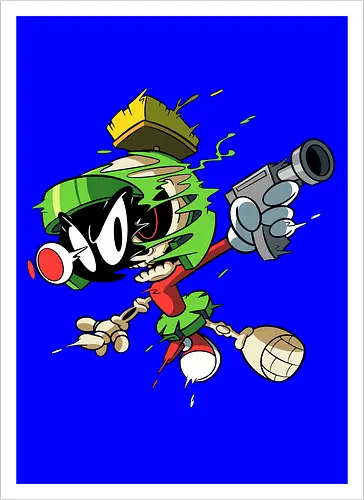 Freaky Grüner Marsianer Horror - Underground Alien Cartoon Kunst - grüner Marsianer Horror, Alien Cartoon Freaky, grünes Marsianer Skelett, rotes hypnotisches Auge Cartoon, Marvin the Martian, horror, schmelzendes grünes Schleim, Underground Alien Kunst, Alien Horror Geek Druck, Zombie Marsianer Waffe, römischer Helm Cartoon Horror, alternative Alien Kunst, Weltraum Cartoon Horror, urbaner Alien Geek Druck, Marsianer Pop Art Horror, Alien Charakter Horror, dunkler Alien Cartoon - Artprint