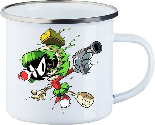 Freaky Grüner Marsianer Horror - Underground Alien Cartoon Kunst - grüner Marsianer Horror, Alien Cartoon Freaky, grünes Marsianer Skelett, rotes hypnotisches Auge Cartoon, Marvin the Martian, horror, schmelzendes grünes Schleim, Underground Alien Kunst, Alien Horror Geek Druck, Zombie Marsianer Waffe, römischer Helm Cartoon Horror, alternative Alien Kunst, Weltraum Cartoon Horror, urbaner Alien Geek Druck, Marsianer Pop Art Horror, Alien Charakter Horror, dunkler Alien Cartoon - Enamel Mug