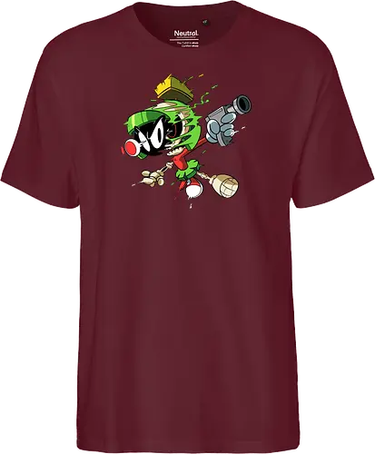 Freaky Grüner Marsianer Horror - Underground Alien Cartoon Kunst - grüner Marsianer Horror, Alien Cartoon Freaky, grünes Marsianer Skelett, rotes hypnotisches Auge Cartoon, Marvin the Martian, horror, schmelzendes grünes Schleim, Underground Alien Kunst, Alien Horror Geek Druck, Zombie Marsianer Waffe, römischer Helm Cartoon Horror, alternative Alien Kunst, Weltraum Cartoon Horror, urbaner Alien Geek Druck, Marsianer Pop Art Horror, Alien Charakter Horror, dunkler Alien Cartoon - Fairtrade T-Shirt