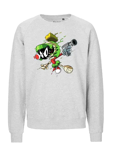 Freaky Grüner Marsianer Horror - Underground Alien Cartoon Kunst - grüner Marsianer Horror, Alien Cartoon Freaky, grünes Marsianer Skelett, rotes hypnotisches Auge Cartoon, Marvin the Martian, horror, schmelzendes grünes Schleim, Underground Alien Kunst, Alien Horror Geek Druck, Zombie Marsianer Waffe, römischer Helm Cartoon Horror, alternative Alien Kunst, Weltraum Cartoon Horror, urbaner Alien Geek Druck, Marsianer Pop Art Horror, Alien Charakter Horror, dunkler Alien Cartoon - Fairtrade Sweatshirt