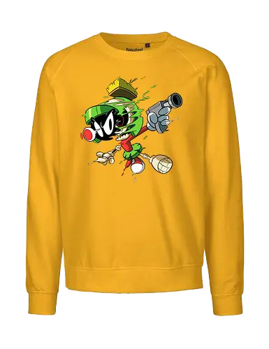 Freaky Grüner Marsianer Horror - Underground Alien Cartoon Kunst - grüner Marsianer Horror, Alien Cartoon Freaky, grünes Marsianer Skelett, rotes hypnotisches Auge Cartoon, Marvin the Martian, horror, schmelzendes grünes Schleim, Underground Alien Kunst, Alien Horror Geek Druck, Zombie Marsianer Waffe, römischer Helm Cartoon Horror, alternative Alien Kunst, Weltraum Cartoon Horror, urbaner Alien Geek Druck, Marsianer Pop Art Horror, Alien Charakter Horror, dunkler Alien Cartoon - Fairtrade Sweatshirt