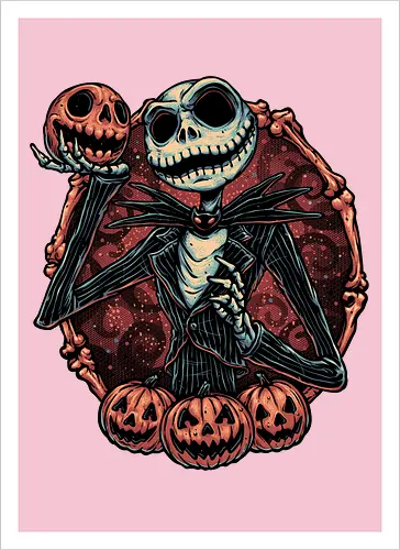 Pumpkin Nightmare - Movie, animated, animation, horror, Halloween, pumpkin, skeleton, character, fantasy - Artprint