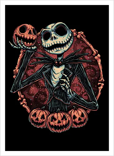 Pumpkin Nightmare - Movie, animated, animation, horror, Halloween, pumpkin, skeleton, character, fantasy - Artprint