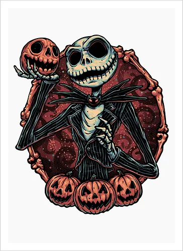 Pumpkin Nightmare - Movie, animated, animation, horror, Halloween, pumpkin, skeleton, character, fantasy - Artprint