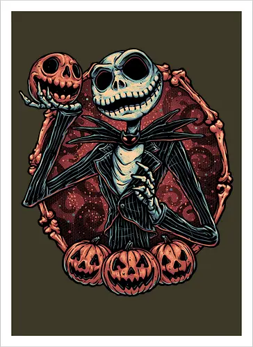 Pumpkin Nightmare - Movie, animated, animation, horror, Halloween, pumpkin, skeleton, character, fantasy - Artprint