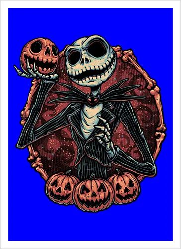Pumpkin Nightmare - Movie, animated, animation, horror, Halloween, pumpkin, skeleton, character, fantasy - Artprint