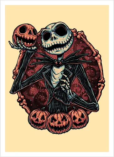 Pumpkin Nightmare - Movie, animated, animation, horror, Halloween, pumpkin, skeleton, character, fantasy - Artprint