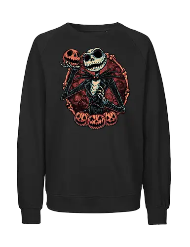 Pumpkin Nightmare - Movie, animated, animation, horror, Halloween, pumpkin, skeleton, character, fantasy - Fairtrade Sweatshirt