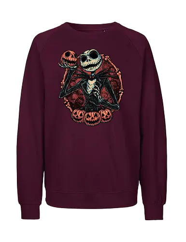 Pumpkin Nightmare - Movie, animated, animation, horror, Halloween, pumpkin, skeleton, character, fantasy - Fairtrade Sweatshirt