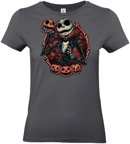 Pumpkin Nightmare - Movie, animated, animation, horror, Halloween, pumpkin, skeleton, character, fantasy - Standard T-Shirt (Women)
