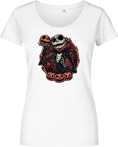 Pumpkin Nightmare - Movie, animated, animation, horror, Halloween, pumpkin, skeleton, character, fantasy - Women T-Shirt