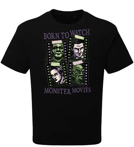Born to watch monster movies - Horror, horror movies, classic horror, classic, monsters, creature, Halloween - Oversize T-Shirt