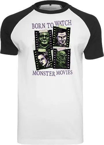 Born to watch monster movies - Horror, horror movies, classic horror, classic, monsters, creature, Halloween - Raglan T-Shirt
