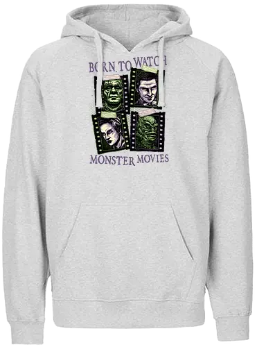 Born to watch monster movies - Horror, horror movies, classic horror, classic, monsters, creature, Halloween - Fairtrade Hoodie