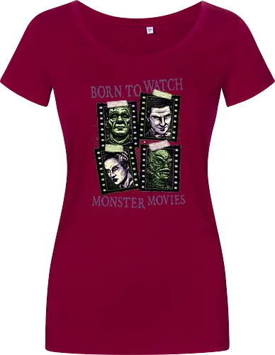 Born to watch monster movies - Horror, horror movies, classic horror, classic, monsters, creature, Halloween - Women T-Shirt