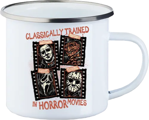 Classically Trained in Horror Movies - Horror, horror movies, classic horror, classic, villain, Halloween - Enamel Mug