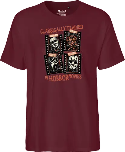Classically Trained in Horror Movies - Horror, horror movies, classic horror, classic, villain, Halloween - Fairtrade T-Shirt
