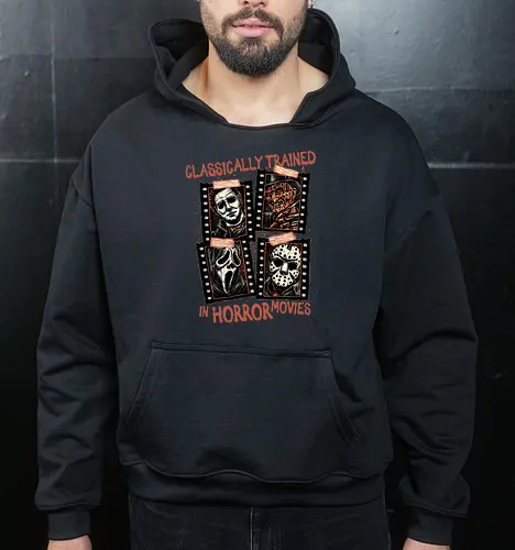 Classically Trained in Horror Movies - Horror, horror movies, classic horror, classic, villain, Halloween - Cropped Hoodie