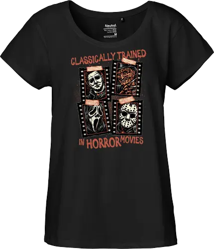 Classically Trained in Horror Movies - Horror, horror movies, classic horror, classic, villain, Halloween - Fairtrade Girl Shirt