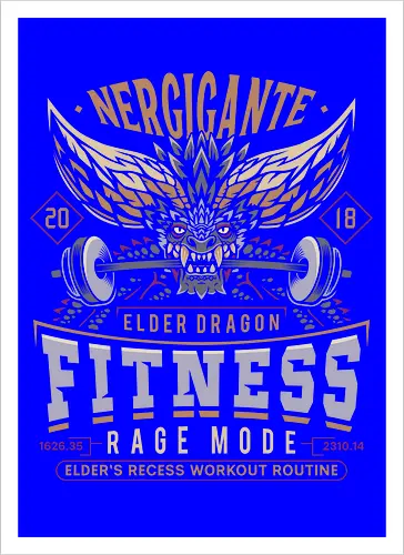 Nergigante Fitness - hunting, monster hunter world, nergigante, gamer, gaming, video games, iceborne, palico, wyvern, monster hunter rise, monster hunter wilds, furious rajang, pukei pukei, wilds ascendance - Artprint