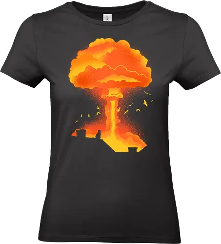 Cataclysm - cat, animal, apocalypse, atomic bomb, cat lover, cats, cute, funny, humor, kitty, nuclear bomb, nuke, pet, sarcasm, cataclysm - Standard T-Shirt (Women)