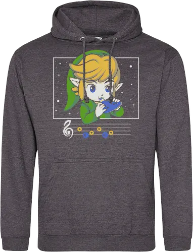 My Song - gaming, videogame, retro, fantasy, music, ocarina, adventure, gamer, geek, nostalgia, melody, magical, character, cartoon, anime, stars, player, classic, illustration, gaming - Standard Hoodie