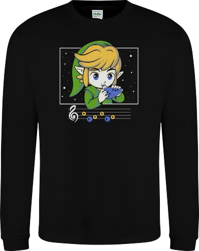 My Song - gaming, videogame, retro, fantasy, music, ocarina, adventure, gamer, geek, nostalgia, melody, magical, character, cartoon, anime, stars, player, classic, illustration, gaming - Sweatshirt