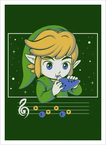 My Song - gaming, videogame, retro, fantasy, music, ocarina, adventure, gamer, geek, nostalgia, melody, magical, character, cartoon, anime, stars, player, classic, illustration, gaming - Artprint