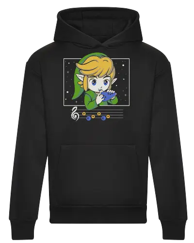 My Song - gaming, videogame, retro, fantasy, music, ocarina, adventure, gamer, geek, nostalgia, melody, magical, character, cartoon, anime, stars, player, classic, illustration, gaming - Heavyweight Hoodie