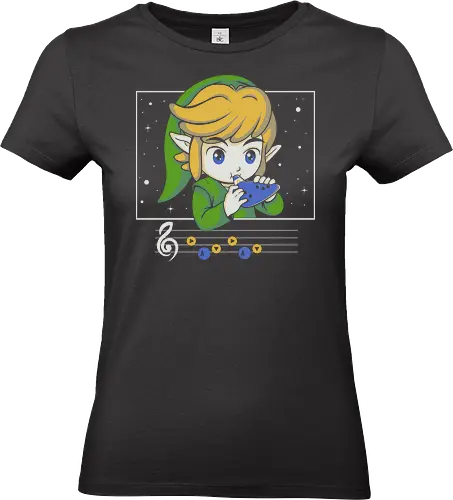 My Song - gaming, videogame, retro, fantasy, music, ocarina, adventure, gamer, geek, nostalgia, melody, magical, character, cartoon, anime, stars, player, classic, illustration, gaming - Standard T-Shirt (Women)
