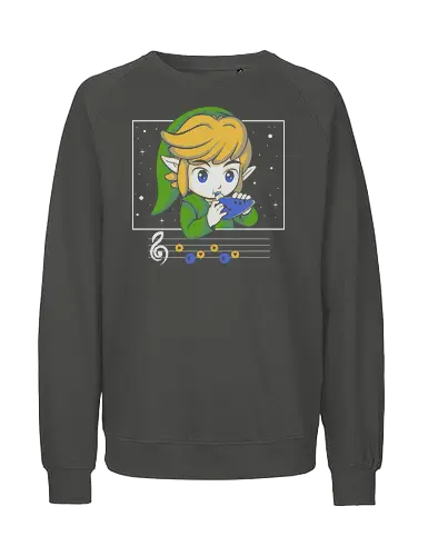 My Song - gaming, videogame, retro, fantasy, music, ocarina, adventure, gamer, geek, nostalgia, melody, magical, character, cartoon, anime, stars, player, classic, illustration, gaming - Fairtrade Sweatshirt