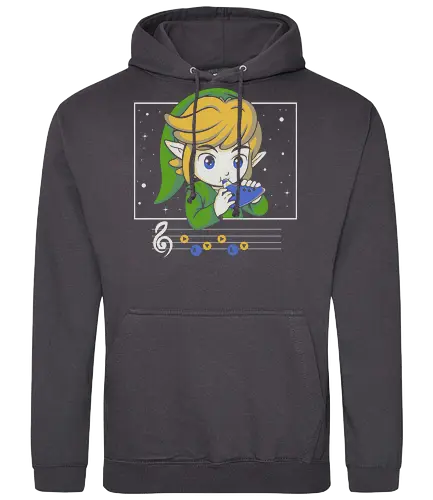 My Song - gaming, videogame, retro, fantasy, music, ocarina, adventure, gamer, geek, nostalgia, melody, magical, character, cartoon, anime, stars, player, classic, illustration, gaming - Standard Hoodie