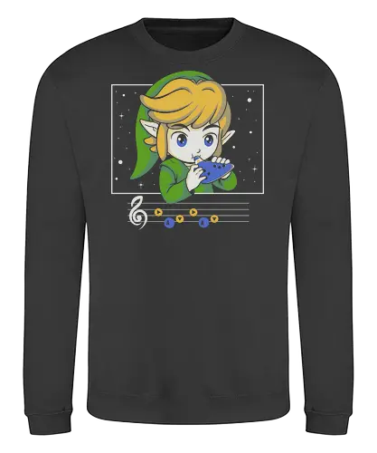 My Song - gaming, videogame, retro, fantasy, music, ocarina, adventure, gamer, geek, nostalgia, melody, magical, character, cartoon, anime, stars, player, classic, illustration, gaming - Sweatshirt