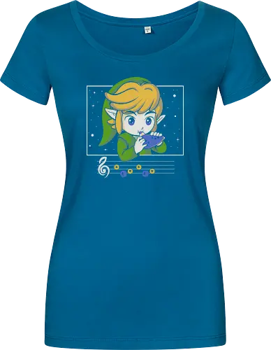 My Song - gaming, videogame, retro, fantasy, music, ocarina, adventure, gamer, geek, nostalgia, melody, magical, character, cartoon, anime, stars, player, classic, illustration, gaming - Women T-Shirt