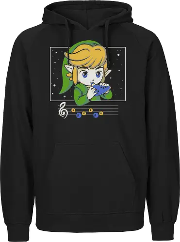My Song - gaming, videogame, retro, fantasy, music, ocarina, adventure, gamer, geek, nostalgia, melody, magical, character, cartoon, anime, stars, player, classic, illustration, gaming - Fairtrade Hoodie