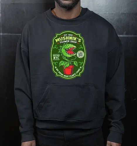 Plants With Bite - 80s, carnivorous plant, comedy, cult classic, geek, halloween, horror, nerd, nostalgia, plant, plant lover, retro, spooky, venus flytrap, vintage - Cropped Sweatshirt