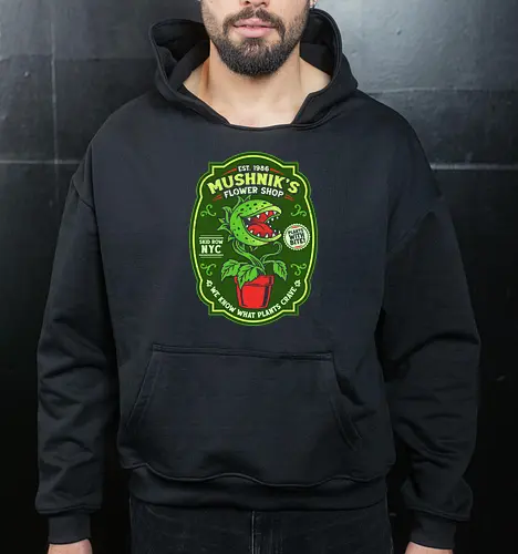Plants With Bite - 80s, carnivorous plant, comedy, cult classic, geek, halloween, horror, nerd, nostalgia, plant, plant lover, retro, spooky, venus flytrap, vintage - Cropped Hoodie