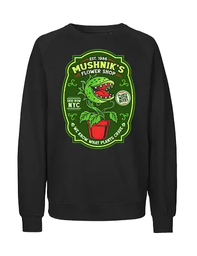Plants With Bite - 80s, carnivorous plant, comedy, cult classic, geek, halloween, horror, nerd, nostalgia, plant, plant lover, retro, spooky, venus flytrap, vintage - Fairtrade Sweatshirt