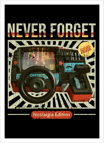 Never Forget - 80s Car Racing Simulator - 80s, 80s kid, 80s toys, childhood, childhood games, childhood memories, never forget, nostalgia, retro, retro style, toys, vintage, 80s aesthetic, 80s retro, nostalgia lover - Artprint