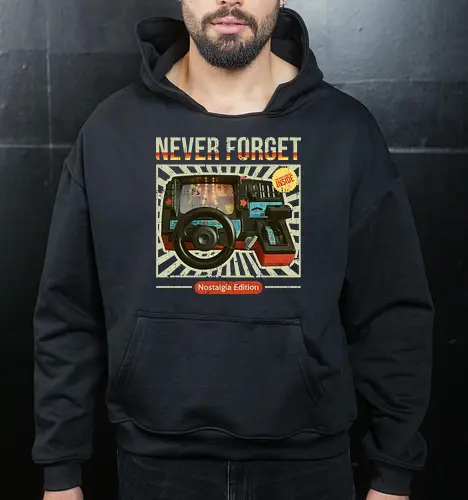 Never Forget - 80s Car Racing Simulator - 80s, 80s kid, 80s toys, childhood, childhood games, childhood memories, never forget, nostalgia, retro, retro style, toys, vintage, 80s aesthetic, 80s retro, nostalgia lover - Cropped Hoodie