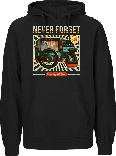 Never Forget - 80s Car Racing Simulator - 80s, 80s kid, 80s toys, childhood, childhood games, childhood memories, never forget, nostalgia, retro, retro style, toys, vintage, 80s aesthetic, 80s retro, nostalgia lover - Fairtrade Hoodie
