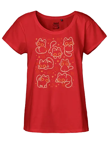 Cute Black Cats with Autumn Leaves - autumn cat, cute black cat, autumn, autumn leaves, fall, warm, cozy, hygge, kitty, october, love, pattern, seamless, nature, xmorfina - Fairtrade Girl Shirt